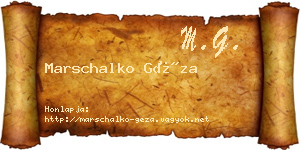 Marschalko Géza névjegykártya